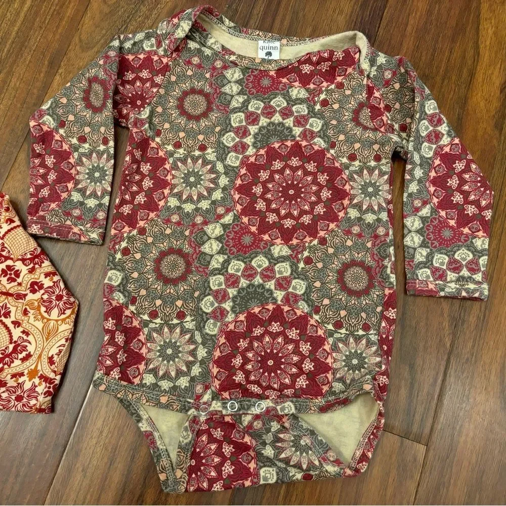 Kate Quinn 2 long sleeve patterned onesies